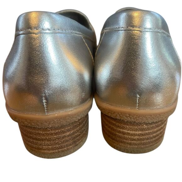 Dansko Danica Silver Leather Slip On Chunky Penny Loafer Size 6/36 - Picture 5 of 11